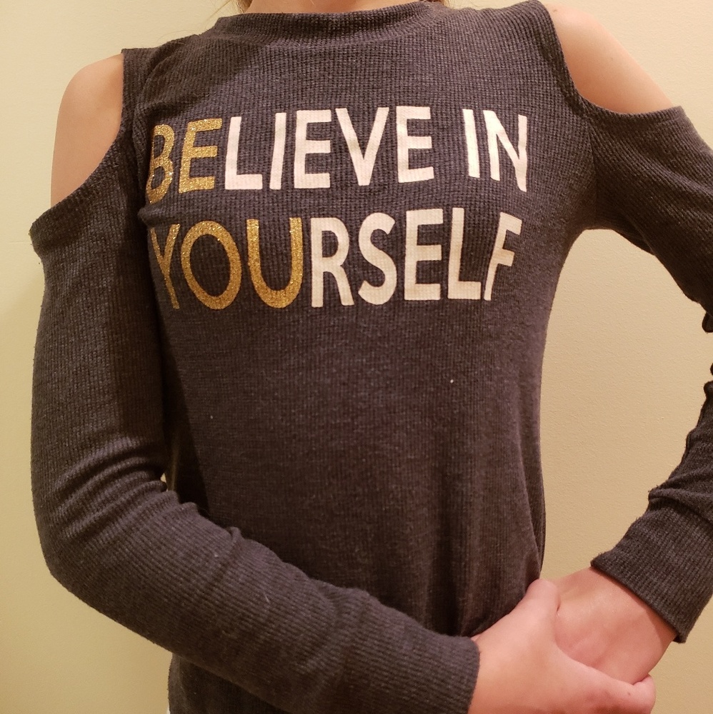 Grey cold shoulder top